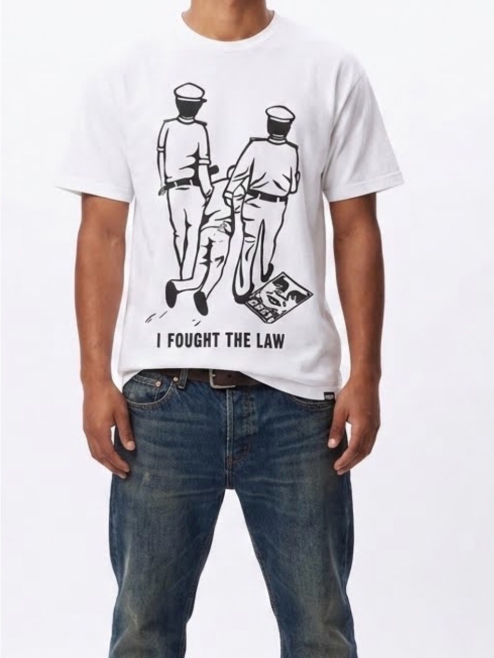 Obey Propaganda T-Shirt 'I Fought The Law' RareShepard Fairey Design Tee Mens XL